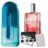 Cumpara ieftin Set apa de toaleta Full Speed Surfer 75 ml, apa de toaleta Individual Blue Strong 100 ml, card multifunctional de supravietuire, otel inoxidabil, Avon