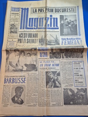 ziarul magazin 9 martie 1963 - articol orasul bucuresti , interviu florin piersic ,articol echipele de fotbal UTA arad,stiinta timisoara foto