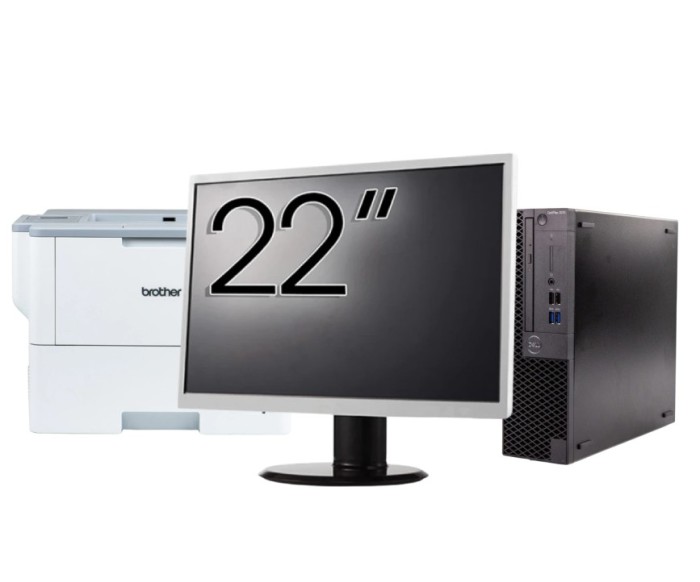 Pachet Calculator Second Hand DELL OptiPlex 3070 SFF, Intel Core i3-9100 3.60 - 4.20GHz, 8GB DDR4, 256GB SSD + Monitor 22&amp;quot; + Imprimanta Brother H