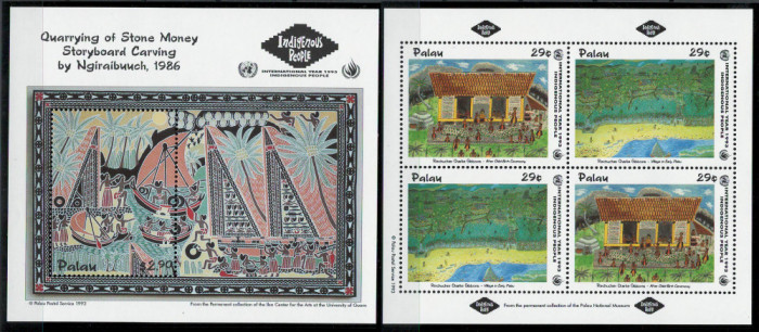 Palau 1993 Mi 658/59 + bl 23 MNH - Anul International al Poporului Indigen