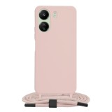 Husa cu snur compatibila xiaomi redmi 13c, prindere la gat reglabila, crossbody, pink