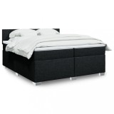 vidaXL Pat box spring cu saltea, negru, 200x200 cm, textil