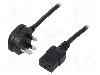 Cablu alimentare AC, 5m, 3 fire, culoare negru, BS 1363 (G) mufa, IEC C19 mama, LIAN DUNG -