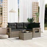 vidaXL Set canapea de grădină cu perne, 5 piese, gri, poliratan 3252457