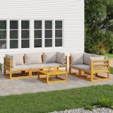 Gossi set mobilier gradina, perne gri deschis, 6 piese, lemn masiv