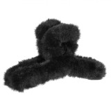 Clamă Păr Femei, Model Buclă, Blană Imitată, Negru, 12cm, Oem