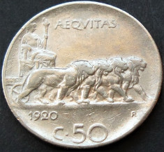 Moneda istorica 50 CENTESIMI - ITALIA, anul 1920 *cod 1748 foto