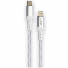 Cablu Date Grixx - Usb-c To Lightning Mfi, Impletit, Lungime 1m - Alb