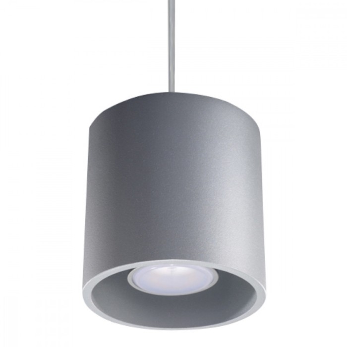 Lampă Suspendată Orbis Gri Aluminiu 1 Bec Cilindric Modern De Interior
