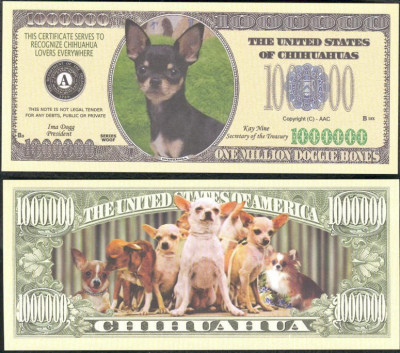 !!! SUA = FANTASY NOTE = CHIHUAHUA - 2006 - UNC / SERIA CAINI , WOOF foto