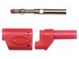 Conector banană 4mm MUELLER ELECTRIC roşu 45A 600VAC lipit