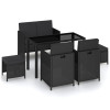 VidaXL Set mobilier de exterior cu perne, 6 piese, negru, poliratan