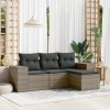 Gossi set canapea de gradina cu perne, 4 piese, gri, poliratan