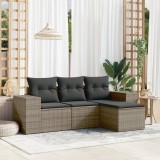 Gossi set canapea de gradina cu perne, 4 piese, gri, poliratan