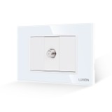 Cumpara ieftin Priza TV Satelit 1M + 2 Taste False LUXION cu Rama din Sticla, Standard Italian, 3M SmartElectro IntelligentHouse