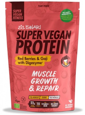 Proteina Super Vegan BIO(dupa efort) fructe rosii si goji cu DigeZyme(format mediu) Iswari foto