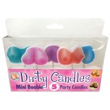 Set 5 Lumanari Dirty Candles Mini Boobie, Mix Culori