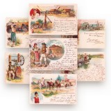 Mediul rural și locuitorii lui, șapte cărți poștale ilustrate din seria &bdquo;Salutări din Rom&acirc;nia&rdquo;