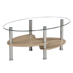 Masuta cafea sticla otel mdf stejar sonoma Panty 90x55x41 cm