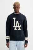 New Era pulover din amestec de l&acirc;nă culoarea bleumarin, 60684329