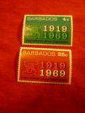 Serie Barbados 1969 - 50 Ani Organizatia Internationala ILO - Emblema , 2 valori, Nestampilat