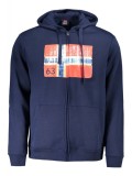 Hanorac cu fermoar barbati, cu 2 buzunare exterioare, cu imprimeu cu logo, Regular fit, bleumarin, XL