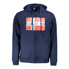 Hanorac cu fermoar barbati, cu 2 buzunare exterioare, cu imprimeu cu logo, Regular fit, bleumarin, XL