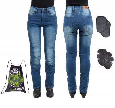 Pantaloni Moto Femei Jeans W-TEC Lustipa FitLine Training foto