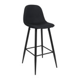 Scaun bar Charlton, fix, metal + stofa, negru, 104 cm