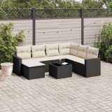 vidaXL Set mobilier de grădină cu perne, 8 piese, negru, poliratan 3251643
