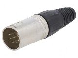 Conector XLR mufă tată PIN 7 drept pe cablu lipire argintat, CLIFF