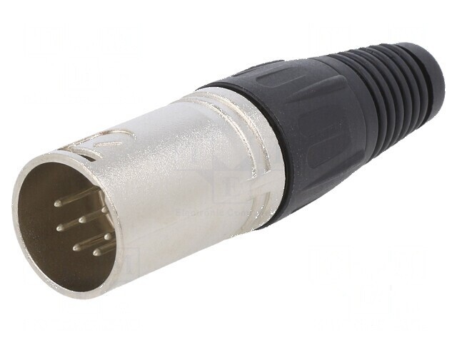 Conector XLR mufă tată PIN 7 drept pe cablu lipire argintat