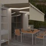 VidaXL Copertină automată cu stor senzor v&acirc;nt LED, crem, 6x3 m
