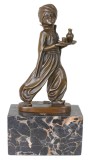 Servitor oriental-statueta din bronz cu soclu din marmura PAB031, Masti