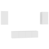 Set comoda TV, 4 piese, alb, lemn prelucrat