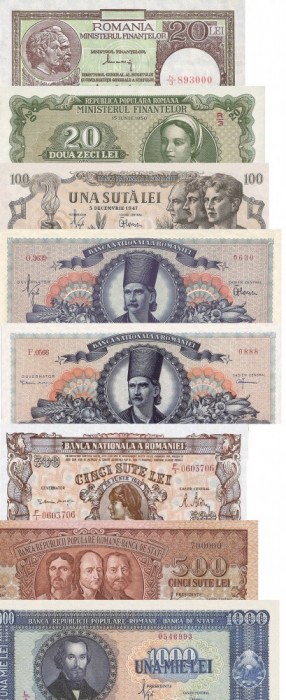 Romania 20 -1000 lei 1947 - 1950 Reforma monetara - Reproduceri
