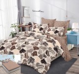 Lenjerie Pat Dovie Sx138, Bumbac, 6 Piese, Cu Elastic, Crem, Imprimeu, Maro