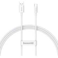 Cablu alimentare si date Baseus Superior, Fast Charging Data Cable pt. smartphone, USB la USB Type-C 100W, braided, 2m, alb