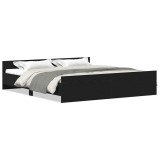 Cumpara ieftin Cadru de pat fara saltea, stejar negru, 180x200 cm, lemn stratificat