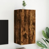 Cumpara ieftin Comodă TV de perete cu lumini LED, stejar fumuriu, 40,5x35x80cm