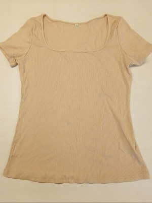 Tricou cu maneca scurta pentru femei, bej, L - OUTLET foto