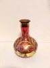 Decantor vintage recipient sticla rosie pictata cu auriu, art deco, 25 cm