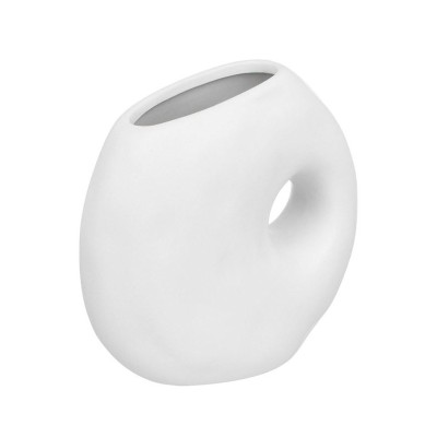 Vaza decorativa din ceramica, Design contemporan, Alb, 15x7x15 cm, ATU-083757 foto