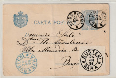 Carte Postala 1898,Bucuresti-Busteni,stampila BUSTENI GARA , BURESCI (24 AUG.98) foto