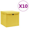Cutii de depozitare cu capac, 10 buc., galben, 28x28x28 cm