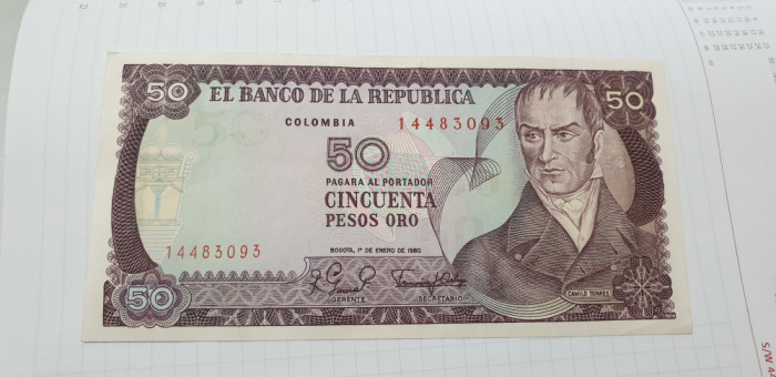 bancnota columbia 50 p 1980