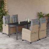 vidaXL Set mobilier pentru grădină, 5 piese, cu perne, bej, poliratan 3212836