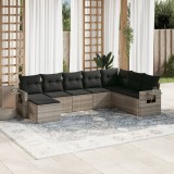 Cumpara ieftin Gossi set mobilier de gradina cu perne, 8 piese gri deschis poliratan