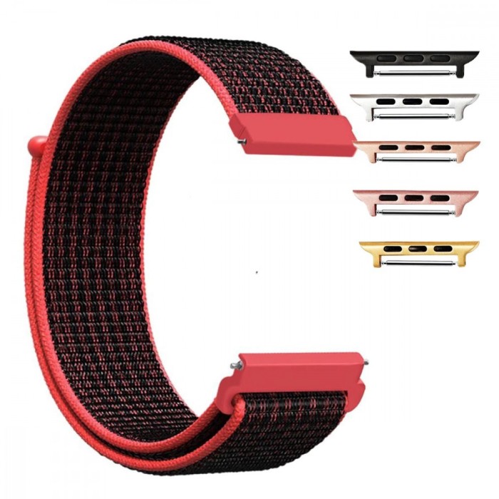 Curea material textil, compatibila Apple Watch 9|8|7|6|5|4|3|2|1 Series, 41mm|40mm|38mm, Barn Red