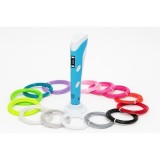 Cumpara ieftin Creion 3D albastru set complet cu filament PLA 1.75 mm 100 m, 20 culori, LCD, compatibil PLA ABS, temperatura reglabila 60-230 C, motor metalic, duza